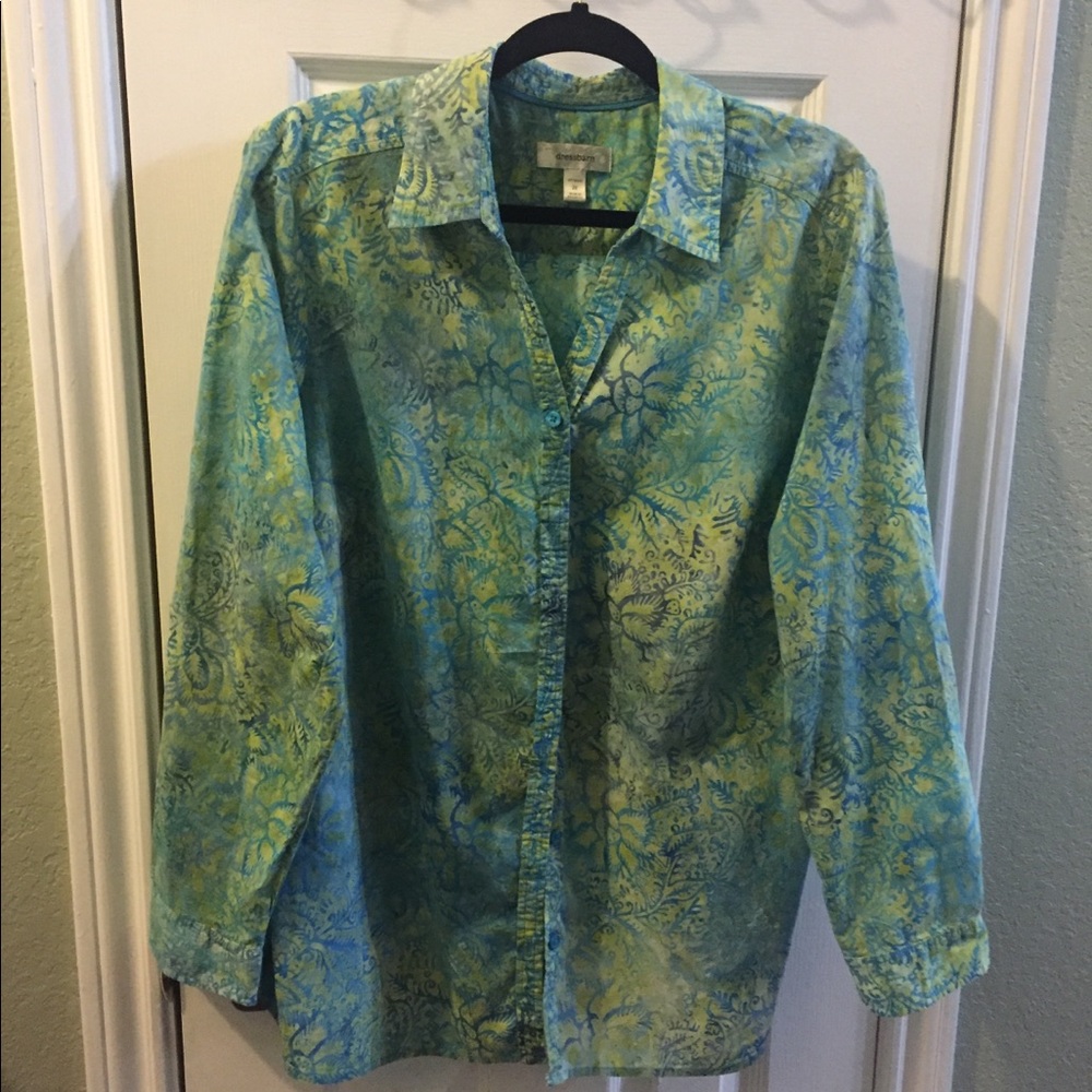 Blue green blouse
